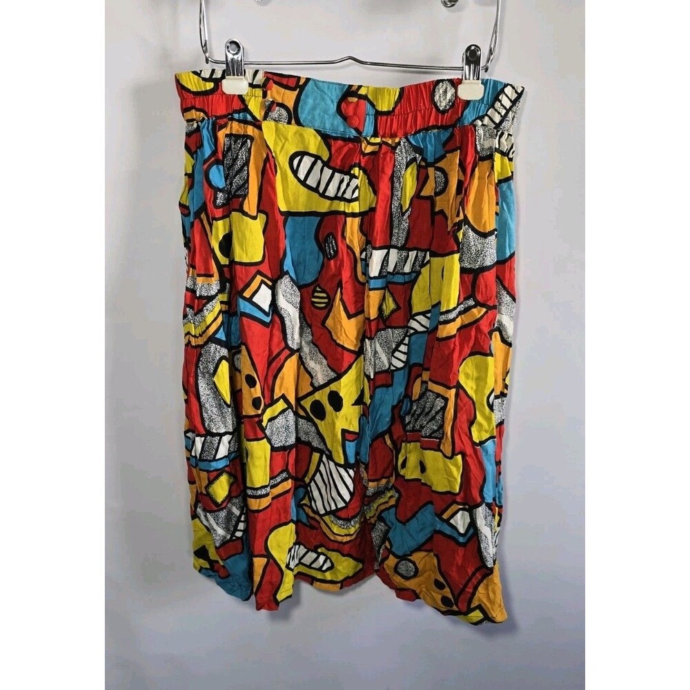NEW Large Vintage Style Bold Statement Abstract Colorful Skirt EXTREME